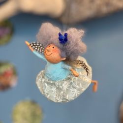 Papiermaché Blaues Engeli 